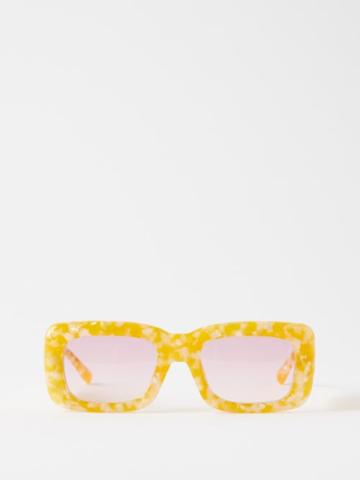 The Attico Eyewear - X Linda Farrow Marfa Rectangular Sunglasses - Womens - Yellow Multi