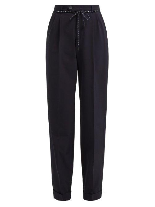 Matchesfashion.com Maison Margiela - Relaxed Leg Technical Twill Trousers - Womens - Navy