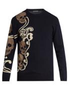 Alexander Mcqueen Skull-intarsia Wool And Cashmere-blend Sweater