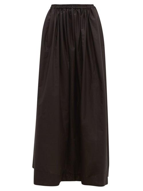 Matchesfashion.com Matteau - The Gathered Cotton Maxi Skirt - Womens - Black