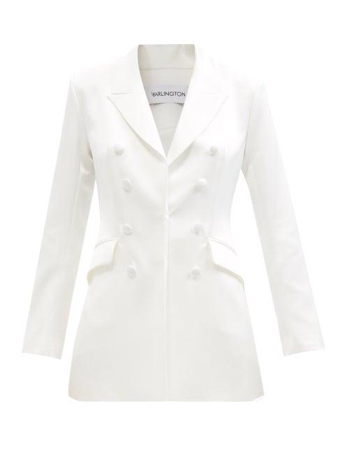 Ladies Rtw 16arlington - Kiku Peak-lapel Satin Suit Jacket - Womens - Ivory