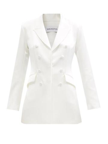 Ladies Rtw 16arlington - Kiku Peak-lapel Satin Suit Jacket - Womens - Ivory