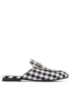 Matchesfashion.com Gucci - Princetown Gingham Backless Loafers - Womens - Black White