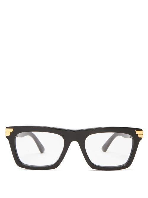 Mens Eyewear Bottega Veneta - Square Acetate Glasses - Mens - Black