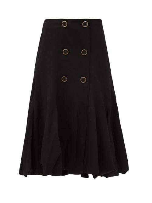 Matchesfashion.com Jw Anderson - Mid-rise Wool-gabardine Bubble-hem Skirt - Womens - Black