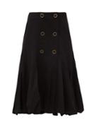Matchesfashion.com Jw Anderson - Mid-rise Wool-gabardine Bubble-hem Skirt - Womens - Black