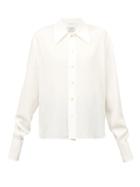 Matchesfashion.com Saint Laurent - Point-collar Crepe Shirt - Womens - White