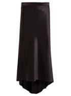 Matchesfashion.com Raey - Bias Godet Silk Satin Slip Midi Skirt - Womens - Black
