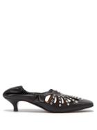 Matchesfashion.com Toga - Square Toe Studded Leather Kitten Heels - Womens - Black