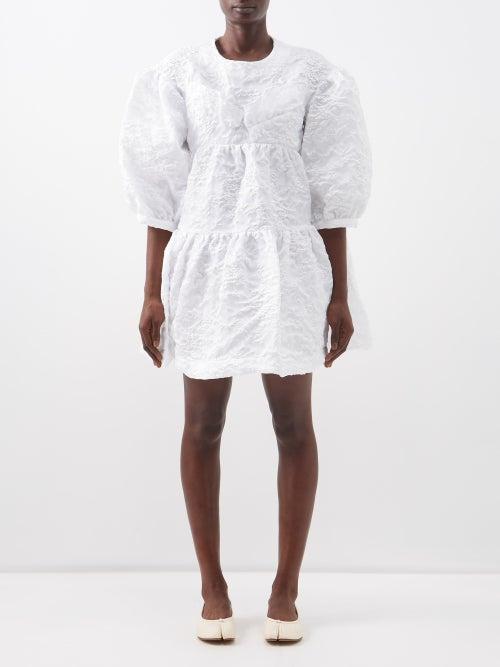 Simone Rocha - Puff-sleeve Floral-cloqu Organza Mini Dress - Womens - Ivory
