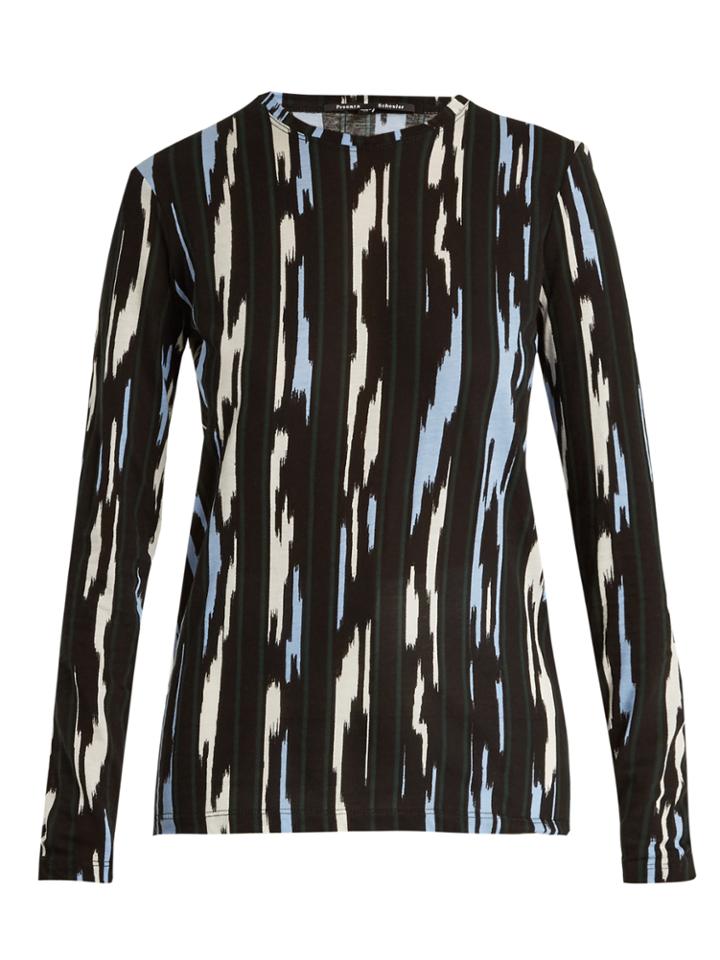 Proenza Schouler Ikat Stripe-print Long-sleeved Cotton T-shirt