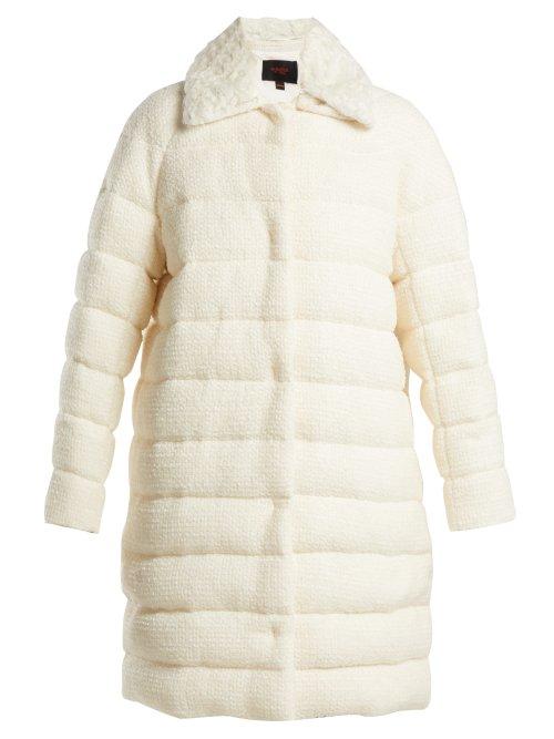 Matchesfashion.com Giambattista Valli - Detachable Collar Boucl Coat - Womens - White