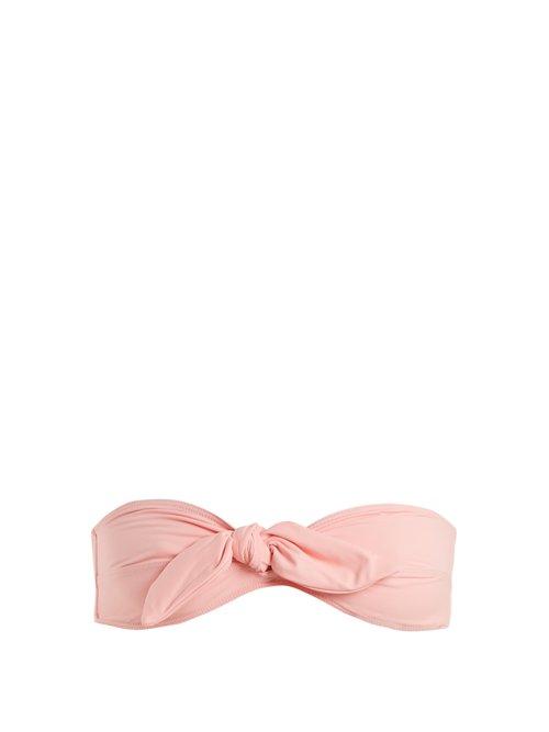 Matchesfashion.com Ephemera - Tie Front Bandeau Bikini Top - Womens - Pink