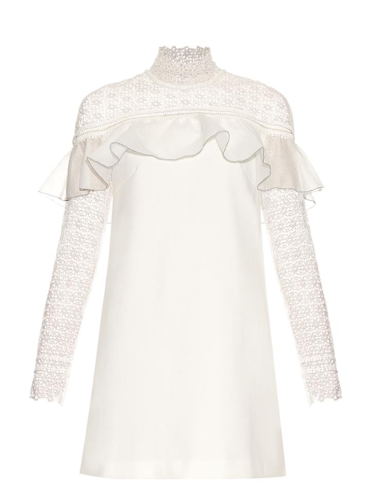 Self-portrait Military Cape Ruffle-trimmed Mini Dress