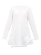 Matchesfashion.com Comme Des Garons Comme Des Garons - Asymmetric Ruffle Trimmed Jersey T Shirt - Womens - White