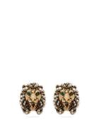 Matchesfashion.com Gucci - Lion Faux Pearl Embellished Clip Earrings - Womens - Gold