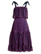 Matchesfashion.com Saloni - Jessie Polka Dot Devor Silk Blend Dress - Womens - Navy Multi