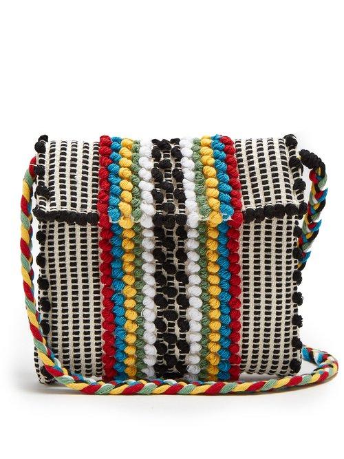 Matchesfashion.com Antonello Tedde - Suni Strisce Striped Cotton Cross Body Bag - Womens - Black Multi