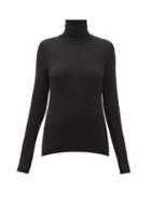 Matchesfashion.com Burberry - Logo-embroidered Roll-neck Cashmere-blend Sweater - Womens - Black