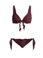 Matchesfashion.com On The Island - Los Roques Leopard Print Bikini - Womens - Burgundy