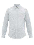 Mens Rtw Polo Ralph Lauren - Logo-embroidered Striped Slim-fit Cotton Shirt - Mens - Blue White