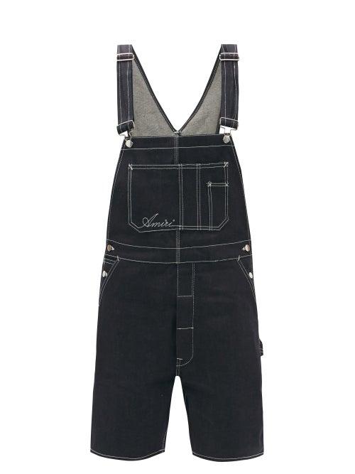 Mens Rtw Amiri - Logo-embroidered Denim Overalls - Mens - Indigo