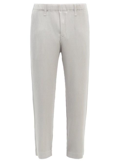 Mens Rtw Homme Pliss Issey Miyake - Technical-pleated Straight-leg Trousers - Mens - Grey