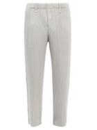 Mens Rtw Homme Pliss Issey Miyake - Technical-pleated Straight-leg Trousers - Mens - Grey