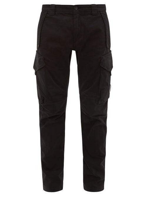 Matchesfashion.com C.p. Company - Mid Rise Cotton Blend Cargo Trousers - Mens - Black