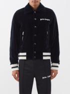 Palm Angels - Sunday Logo-embroidered Velvet Baseball Jacket - Mens - Indigo