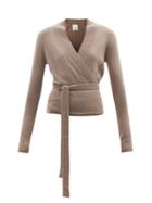 Allude - V-neck Wool-blend Wrap Cardigan - Womens - Brown