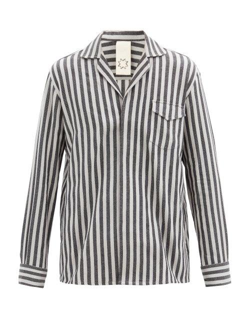 Matchesfashion.com Marrakshi Life - Striped Cotton-blend Pyjama Shirt - Mens - Black Grey