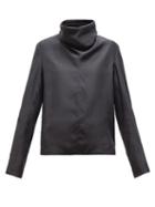 Matchesfashion.com The Row - Bora High Neck Satin Top - Womens - Dark Grey