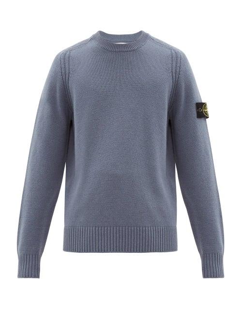 Matchesfashion.com Stone Island - Logo Patch Wool Blend Sweater - Mens - Navy
