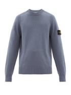 Matchesfashion.com Stone Island - Logo Patch Wool Blend Sweater - Mens - Navy