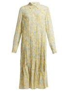 Matchesfashion.com Acne Studios - Floral Print Pleated Crepe Dress - Womens - Green Multi
