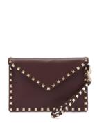 Matchesfashion.com Valentino - Rockstud Embellished Leather Pouch - Womens - Burgundy
