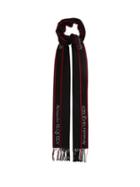 Alexander Mcqueen - Logo-jacquard Fringed Wool-blend Scarf - Womens - Black Red