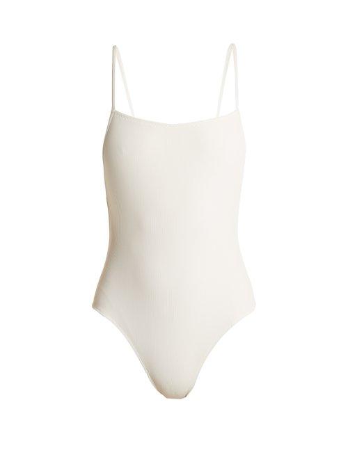 Matchesfashion.com Solid & Striped - The Chelsea Ribbed Swimsuit - Womens - Ivory