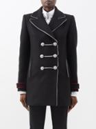 Paco Rabanne - Braided-trim Wool-blend Peacoat - Womens - Black Multi