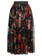 Dolce & Gabbana Planetarium Rose-print Chiffon Midi Skirt