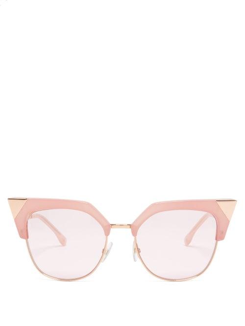 Matchesfashion.com Fendi - Cat Eye Metal Sunglasses - Womens - Pink