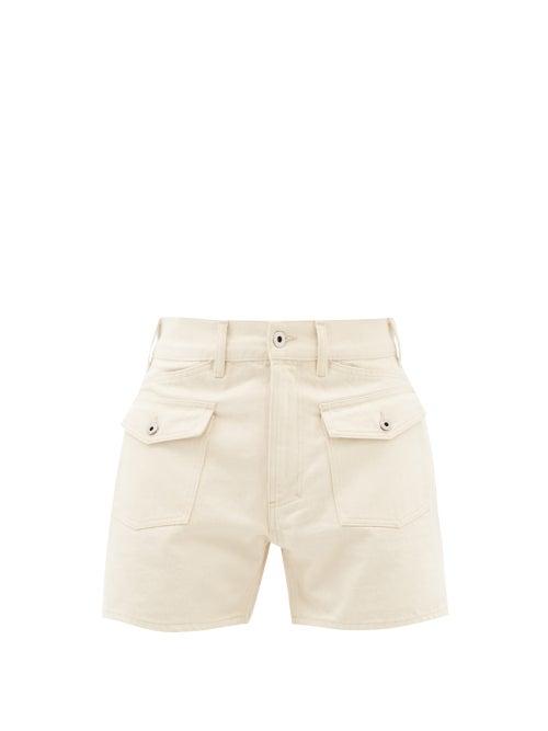 L.e.j - Patch-pocket Denim Shorts - Mens - Cream
