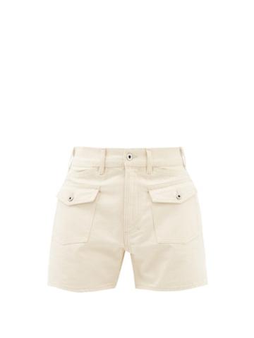 L.e.j - Patch-pocket Denim Shorts - Mens - Cream