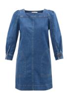 See By Chlo - Balloon-sleeves Denim Mini Dress - Womens - Mid Denim