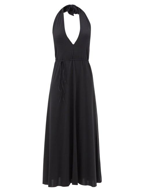 Eres - Desiree Halterneck Plunge Jersey Maxi Dress - Womens - Black