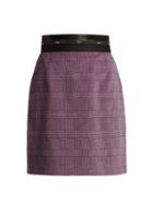 Matchesfashion.com Msgm - Prince Of Wales Check Stretch Cotton Velvet Skirt - Womens - Light Pink