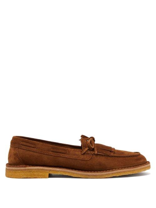 Matchesfashion.com Saint Laurent - Fringed Suede Loafers - Mens - Tan