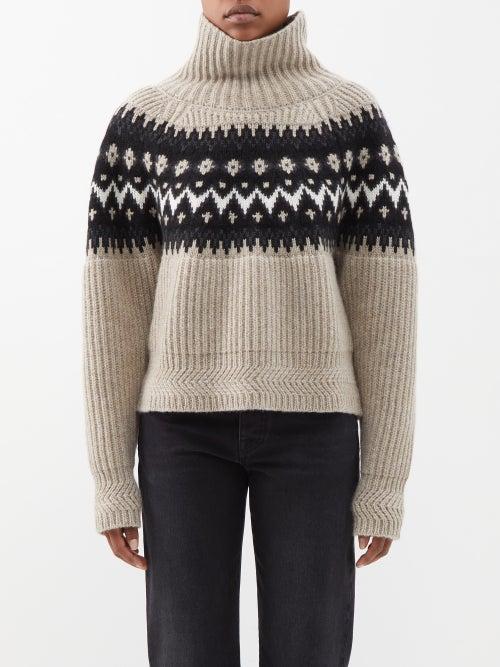 Khaite - Lanza Fair Isle Ribbed Cashmere Roll-neck Sweater - Womens - Multi