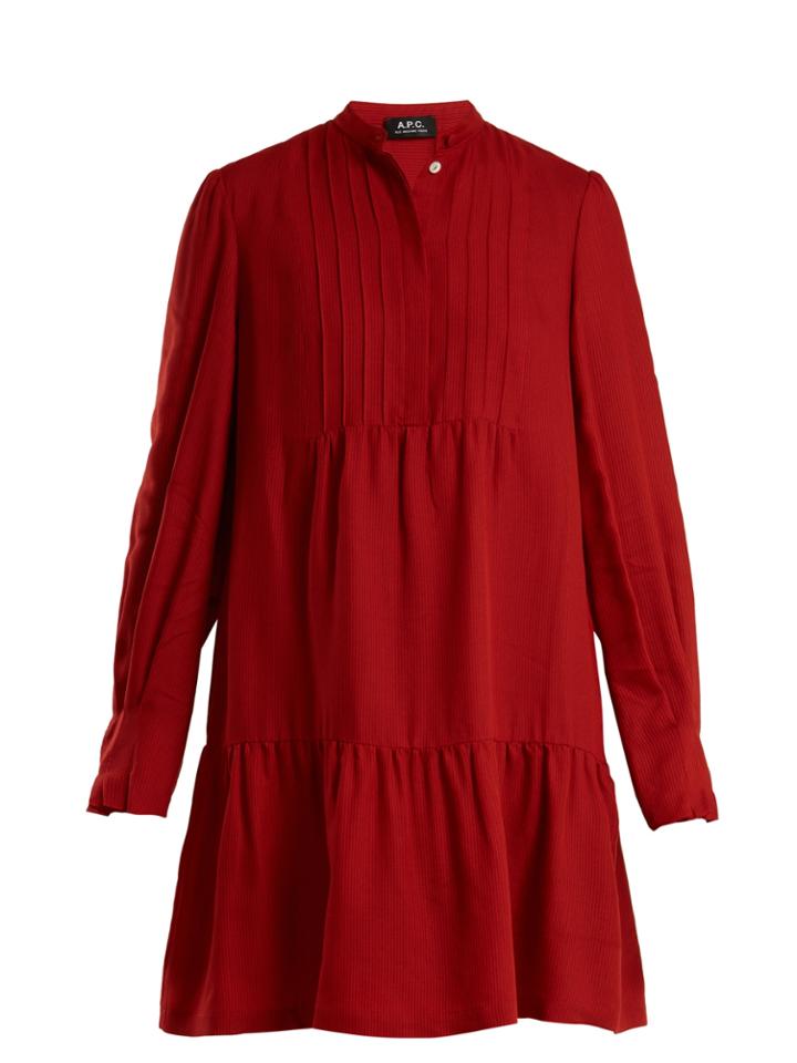 A.p.c. Jones Long-sleeved Striped Crepe Dress